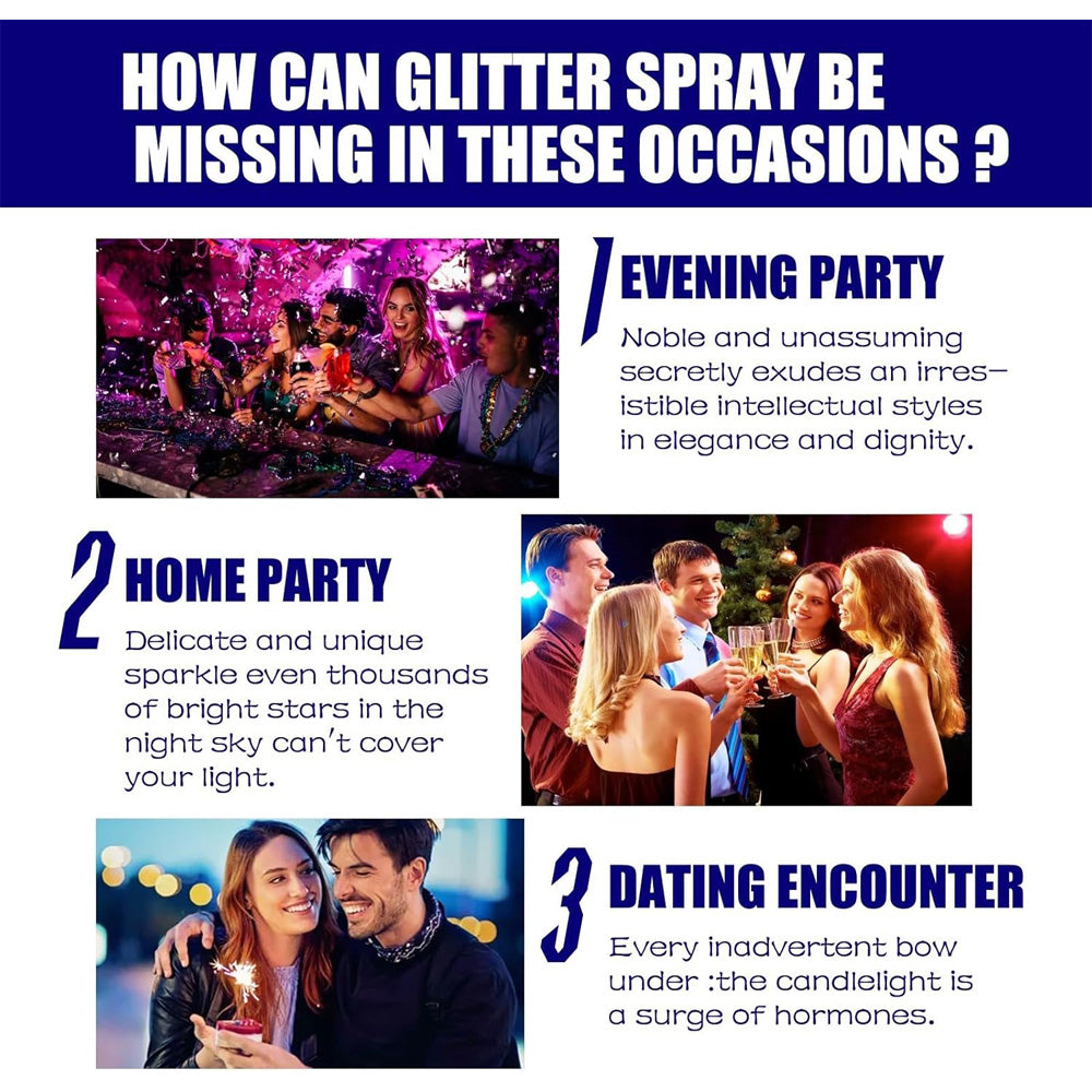 Long-Lasting Glitter Spray for Hair and Body - 60ml Blue Sparkle Shimmer