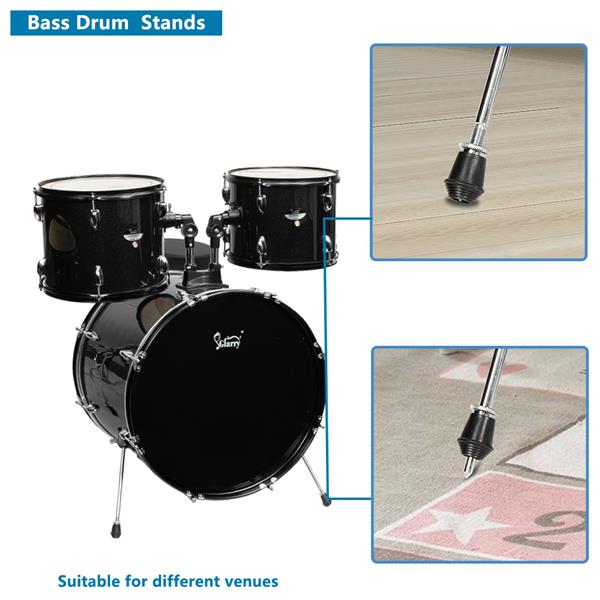 22-Inch 5-Piece Black Drum Set with Double-Layer Oil Skins