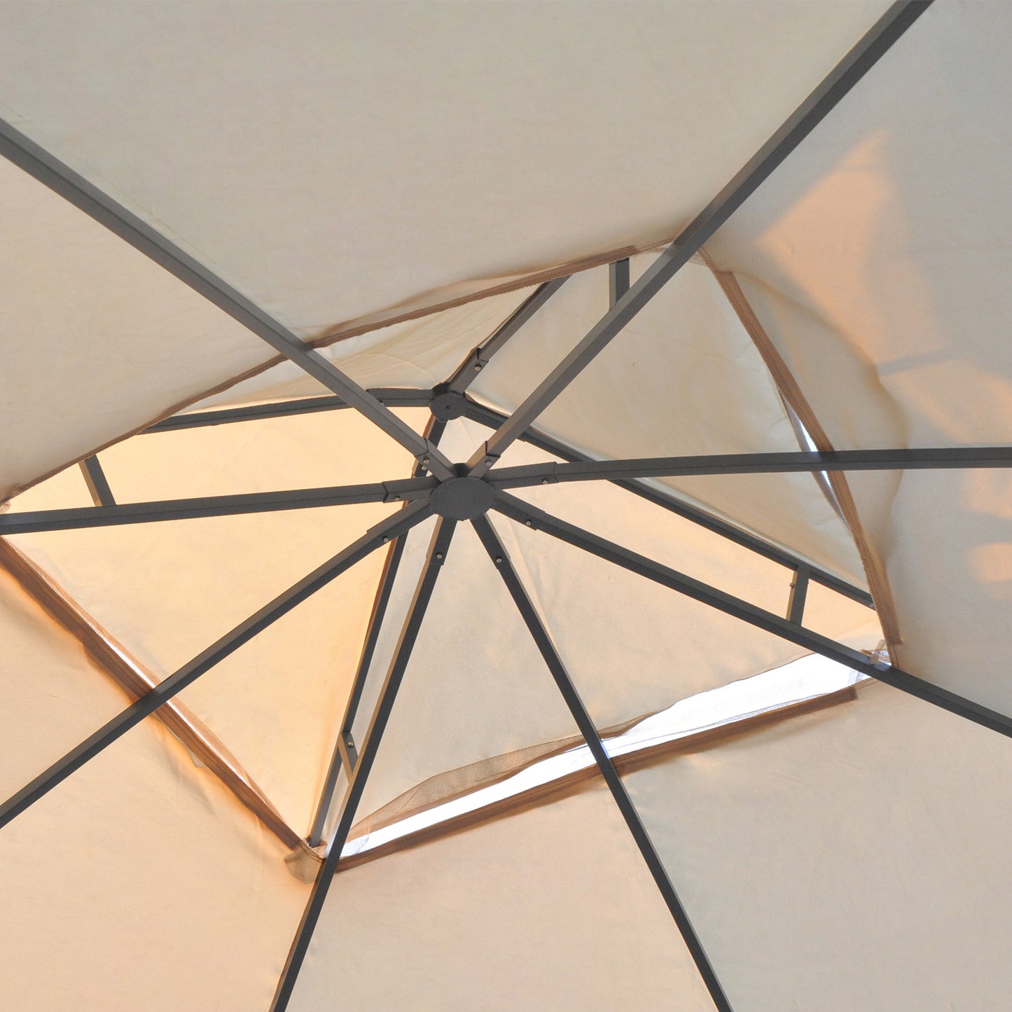 10x10 Outdoor Gazebo with Double Roof & Corner Shelves - Cream White