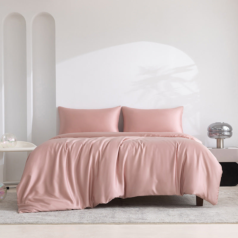 Lyocell Bed Sheet Set with Fitted Sheets and Quilt Cover - Light Luxury Bedding