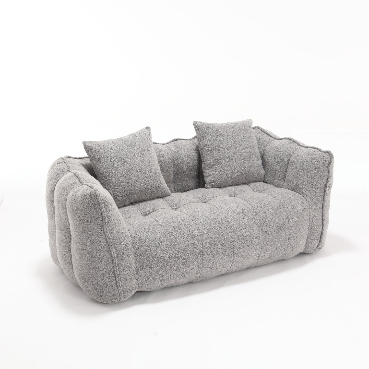 Soft Grey Beanbag Chair for Two - High Resilience Foam