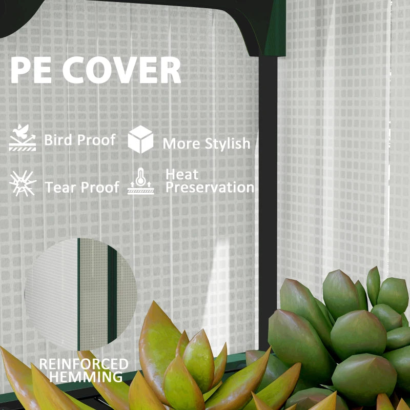 Portable Mini Greenhouse for Outdoor Gardening - Dark Green & White