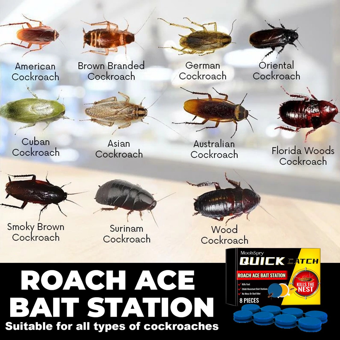 8pcs In 1box, Roach Killer Indoor Infestation, Bait Gel Traps