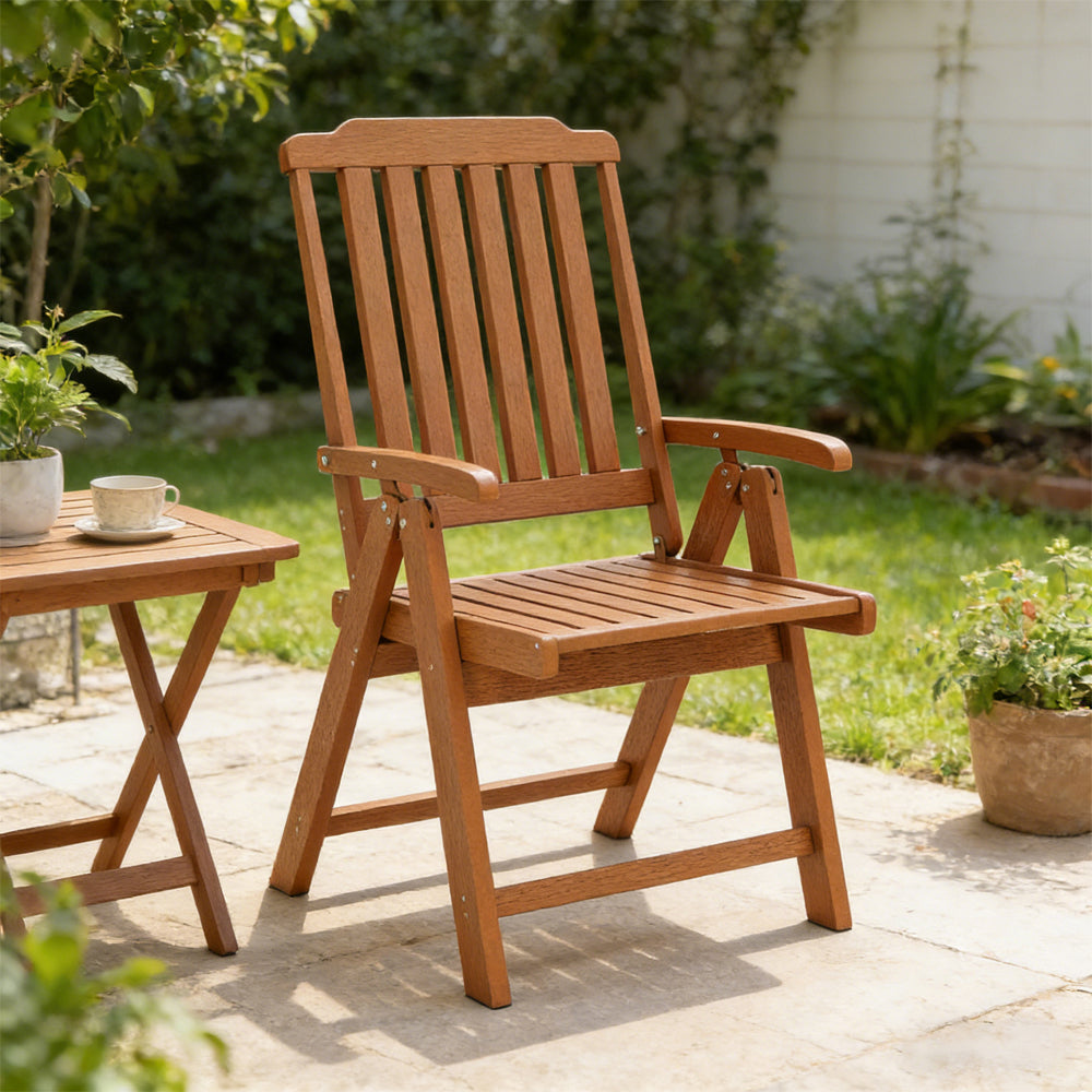Foldable Patio Chair All-Weather HDPE Outdoor Dining With Armrest For