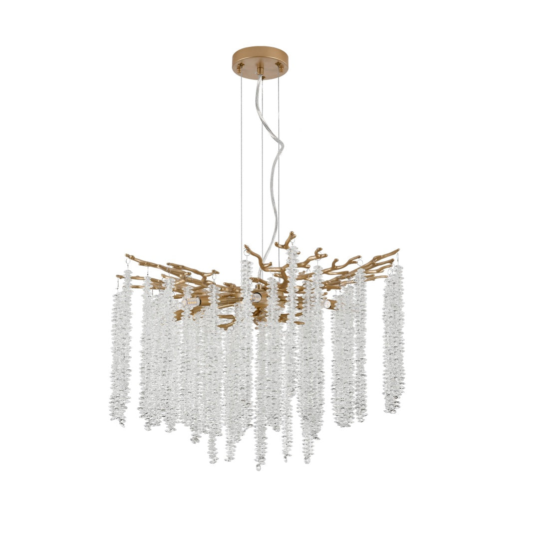 24-Inch Modern Gold Pendant Light with Crystal Strands