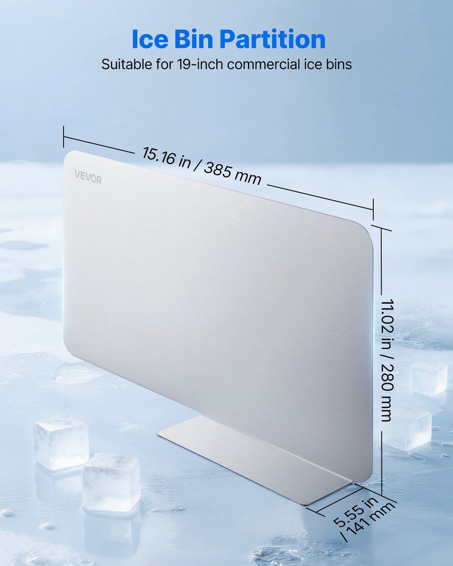 Stainless Steel Ice Bin Divider for 19-Inch Bar Bins - Food Grade, Easy to Clean