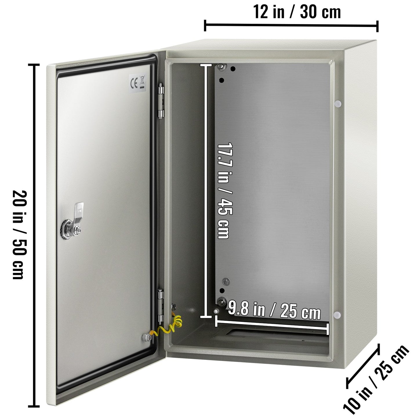 NEMA Steel Enclosure 20x12x10 Inch Waterproof Electrical Junction Box - Grey