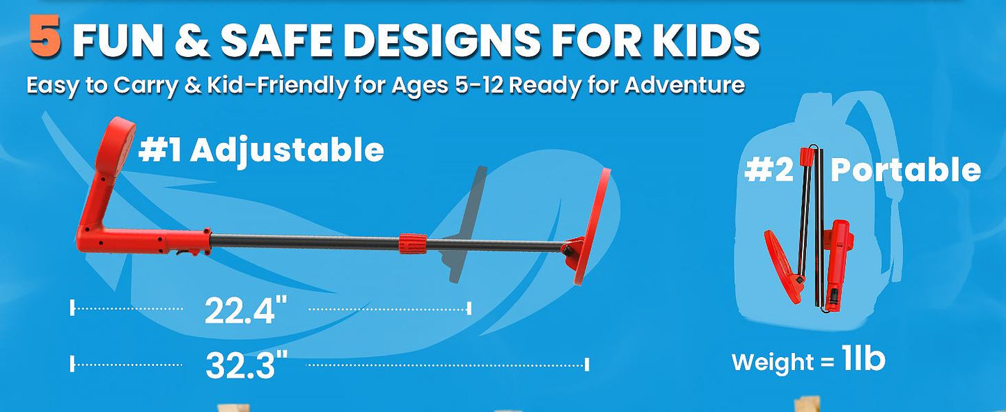 Kids Metal Detector with LED Illuminated Coil & Color LCD Display, Adjustable & Lightweight