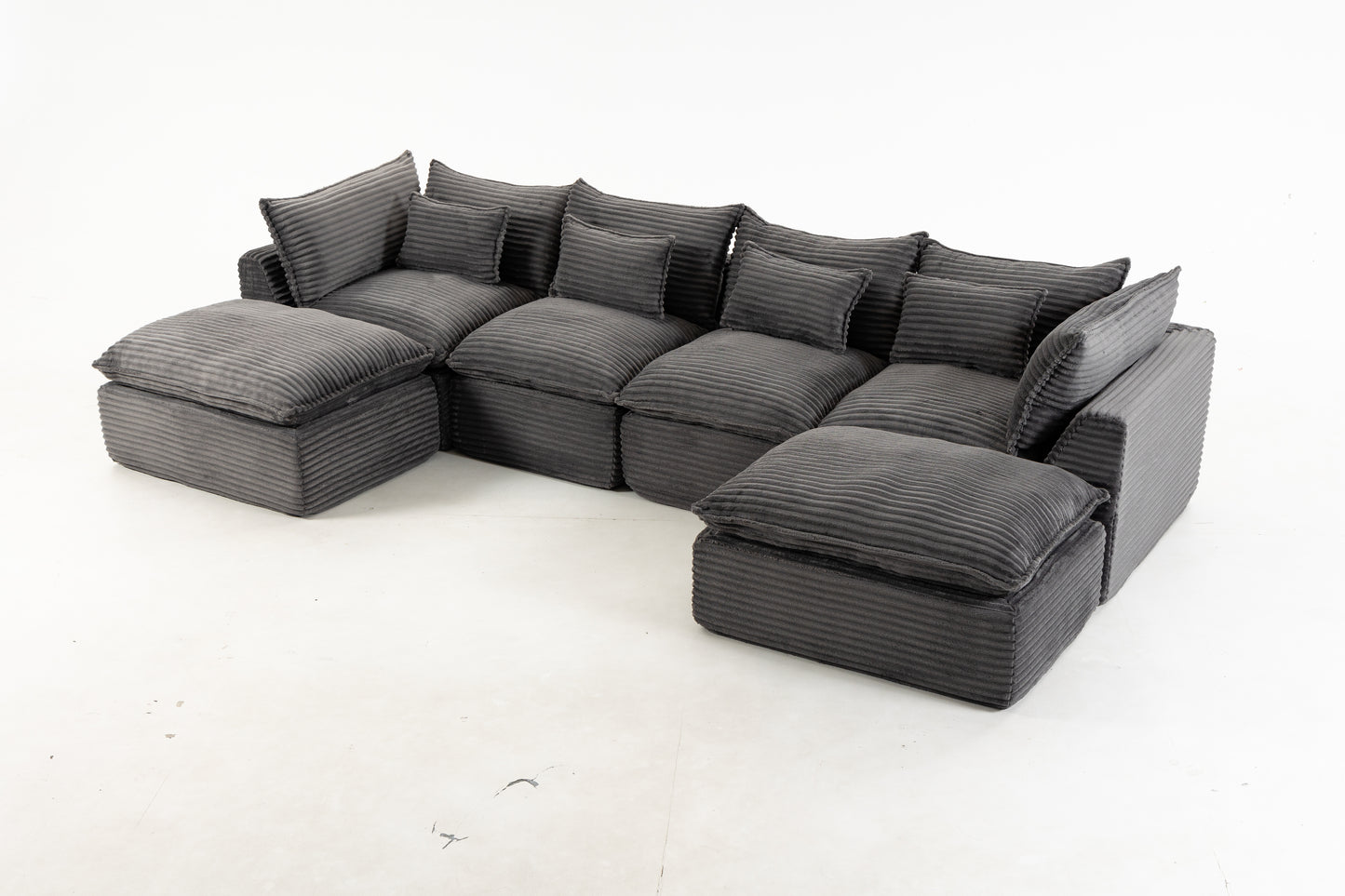 Oversized Modular Sectional Sofa - 129.8" Wide, Antique Grey