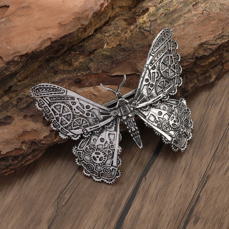 Retro Gothic Mechanical Butterfly Hair Clip - Unisex Metal Hair Accessory