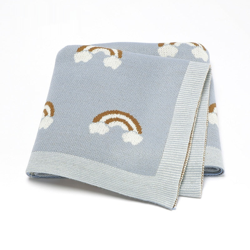 Baby Knitted Rainbow Cloud Blanket - Spring & Autumn Bedding for 70x90cm Kids