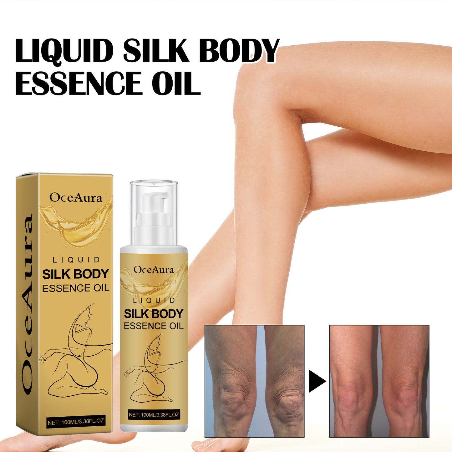 Liquid Silk Body Essence Oil - Firming & Moisturizing Skin Treatment 100ml