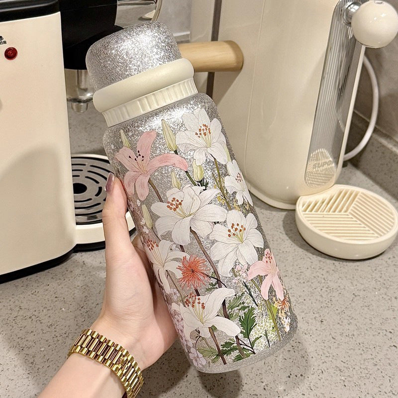 Portable Insulated Stainless Steel Cup with Titanium Coating & Filter - Large Capacity
