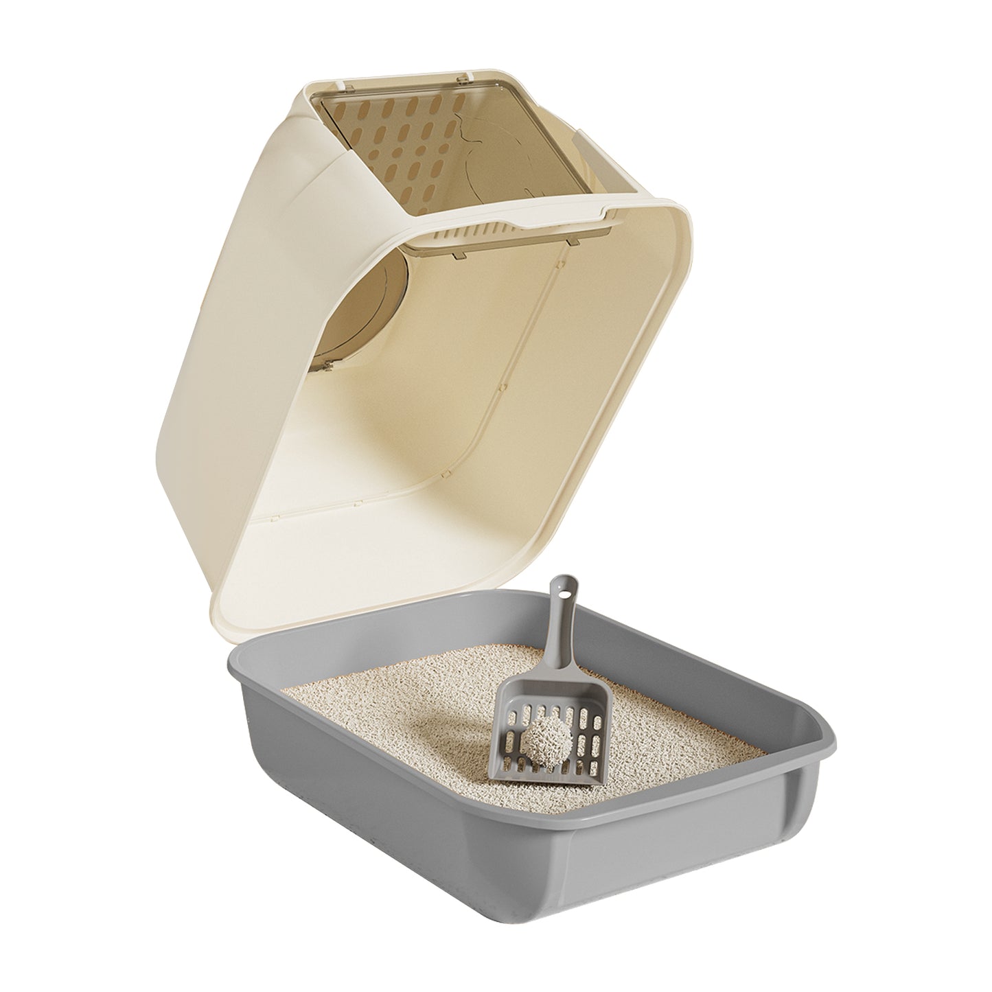 Double-Door Cat Litter Box with Self-Pickup Option - Pet Furniture