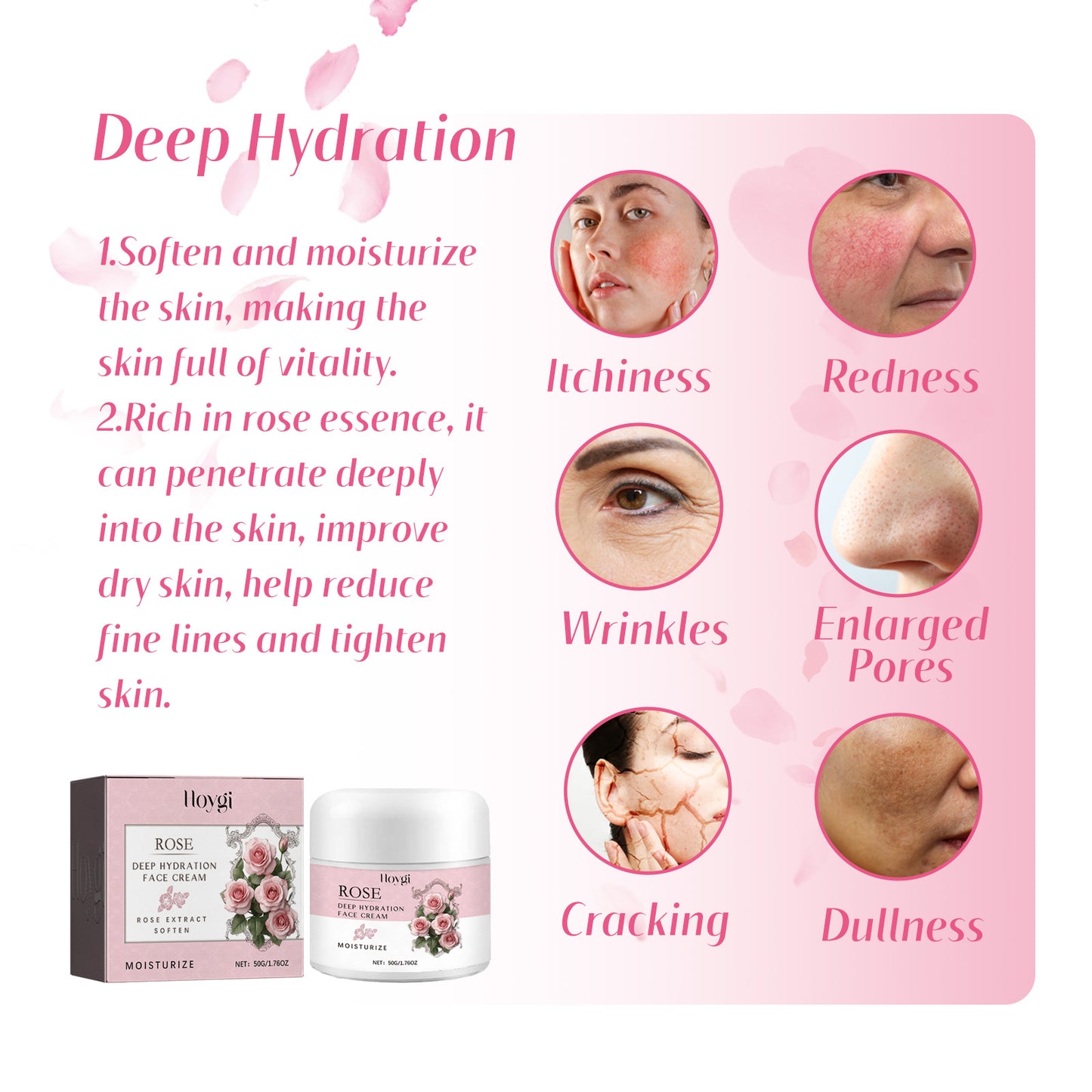 Rose Moisturizing Cream - Hydrating & Firming Face Moisturizer