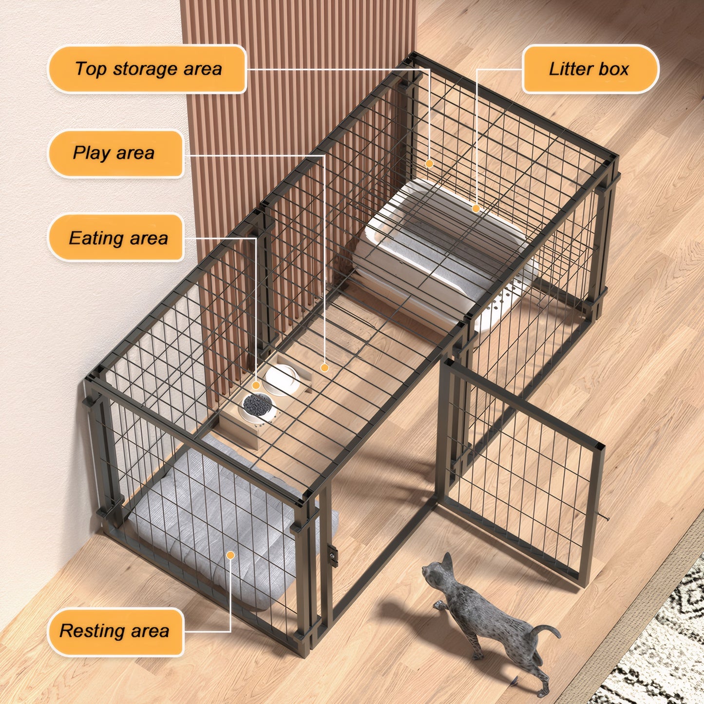47.2-Inch Metal Dog Crate for Small to Large Dogs Indoor Outdoor Use
