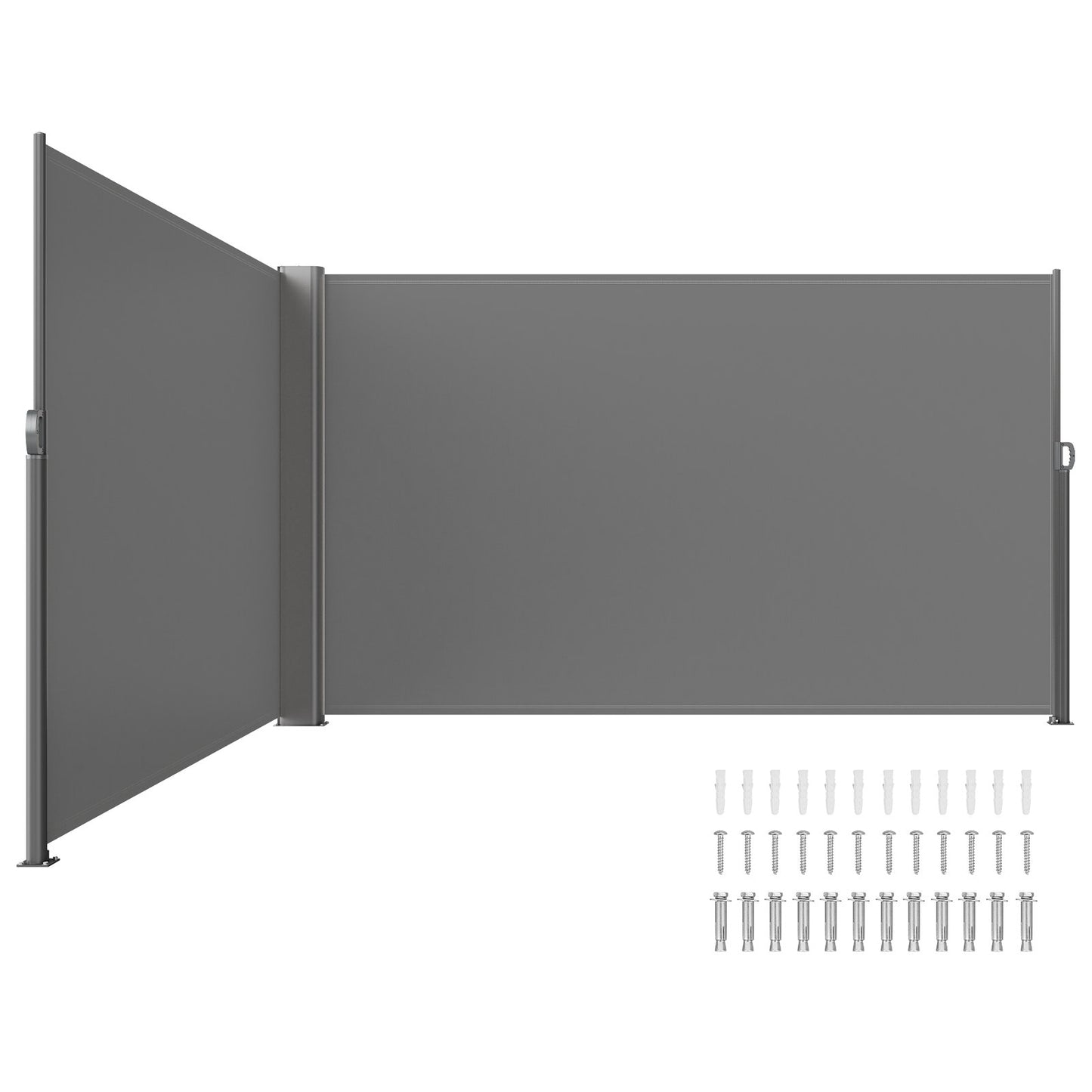Retractable Aluminum Side Awning 71x236 Inches for Patio Garden Gray