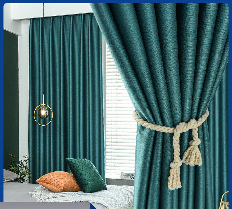 High Shading Linen Curtain with Jacquard Pattern - Double-Sided Home Decor
