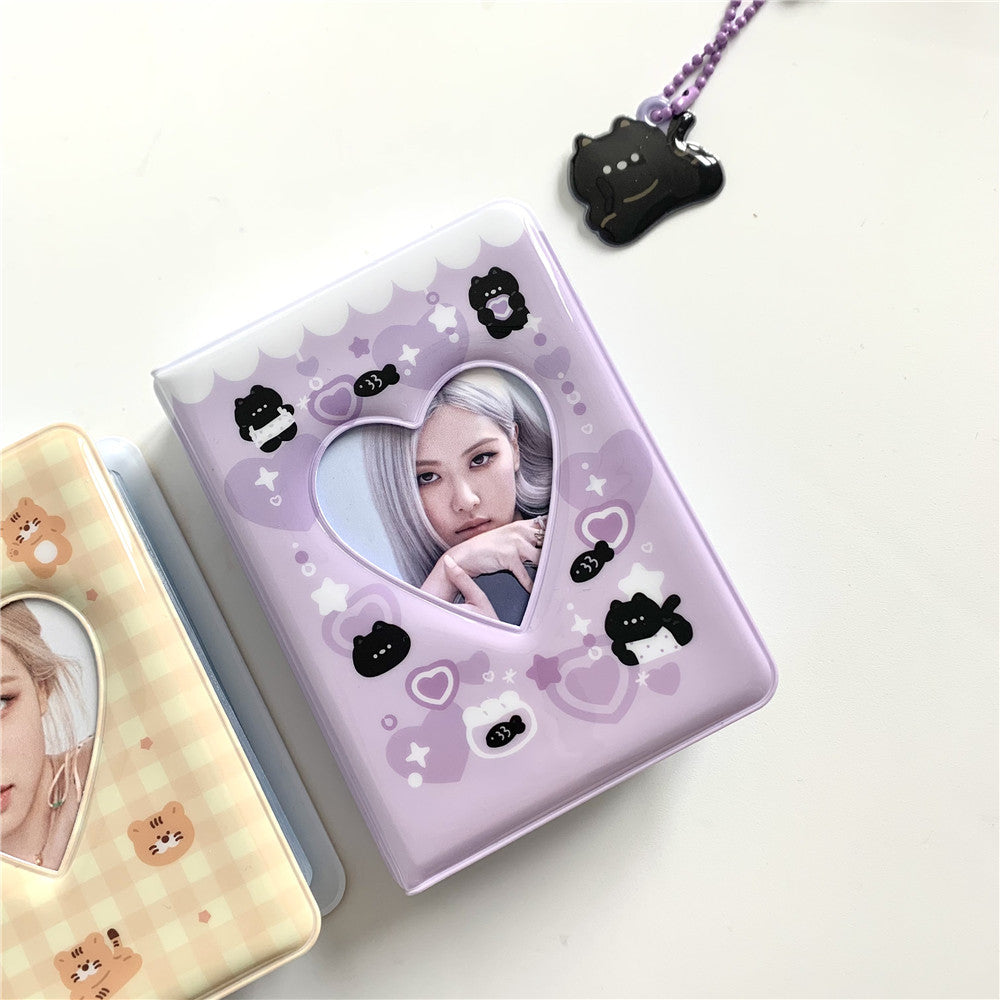 Mini Cartoon Photo Album with PVC Cover - 20 Pages, 7.8x11cm, Multiple Colors