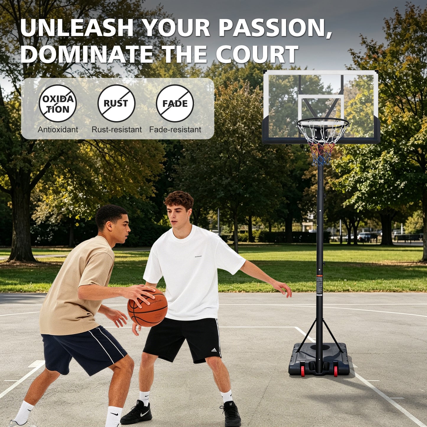 Height Adjustable Portable Basketball Hoop - 5.73-10FT with Wheels