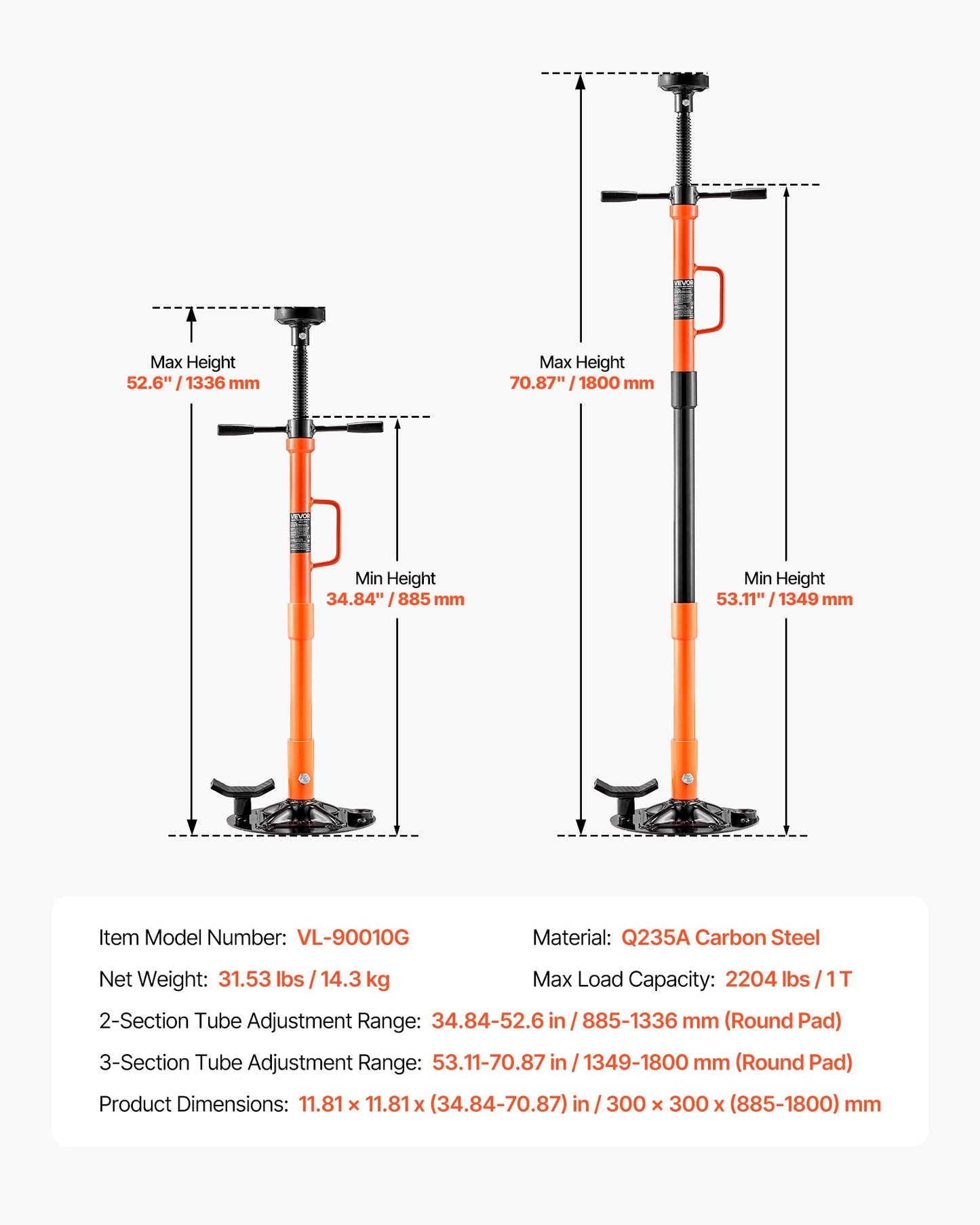 Adjustable Underhoist Support Stand 1 Ton Capacity for Vehicle Repair