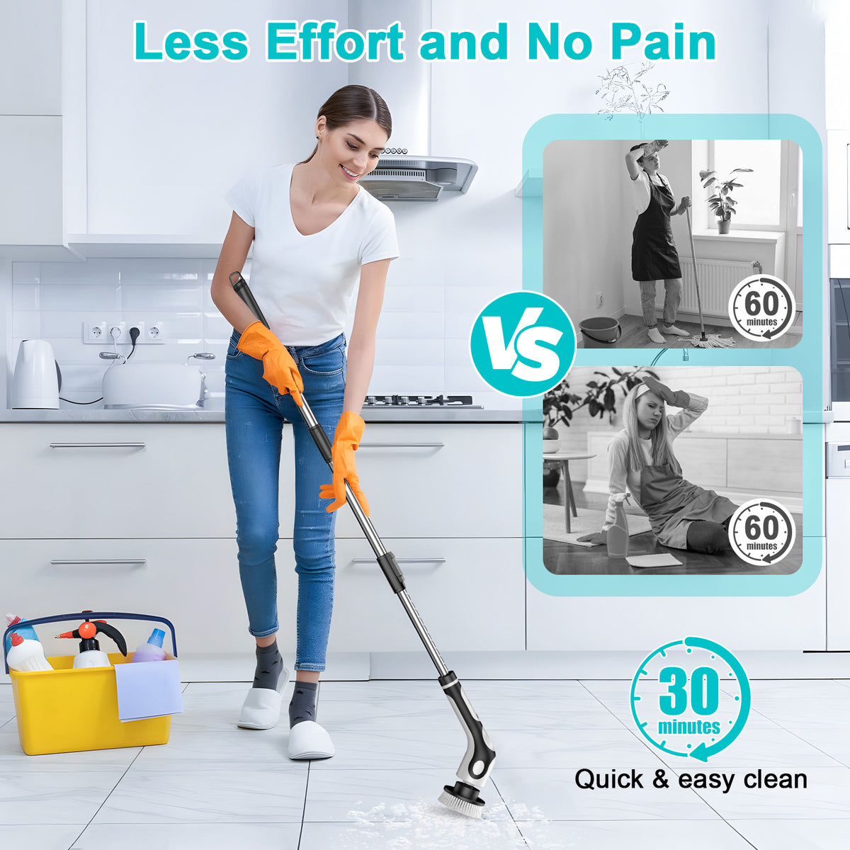 Wireless Charging Multifunctional Electric Cleaning Brush - White 9-in-1