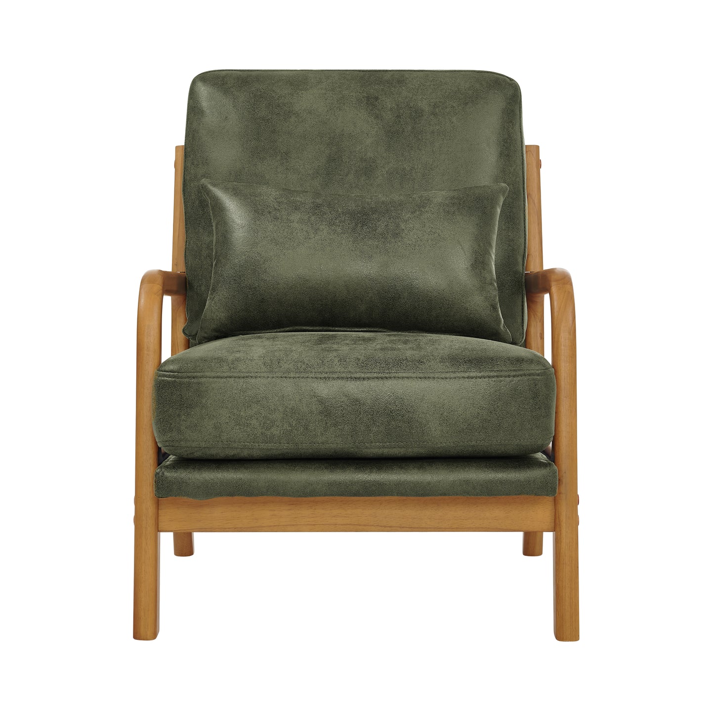 Mid-Century Modern Wooden Lounge Chair - Olive Green