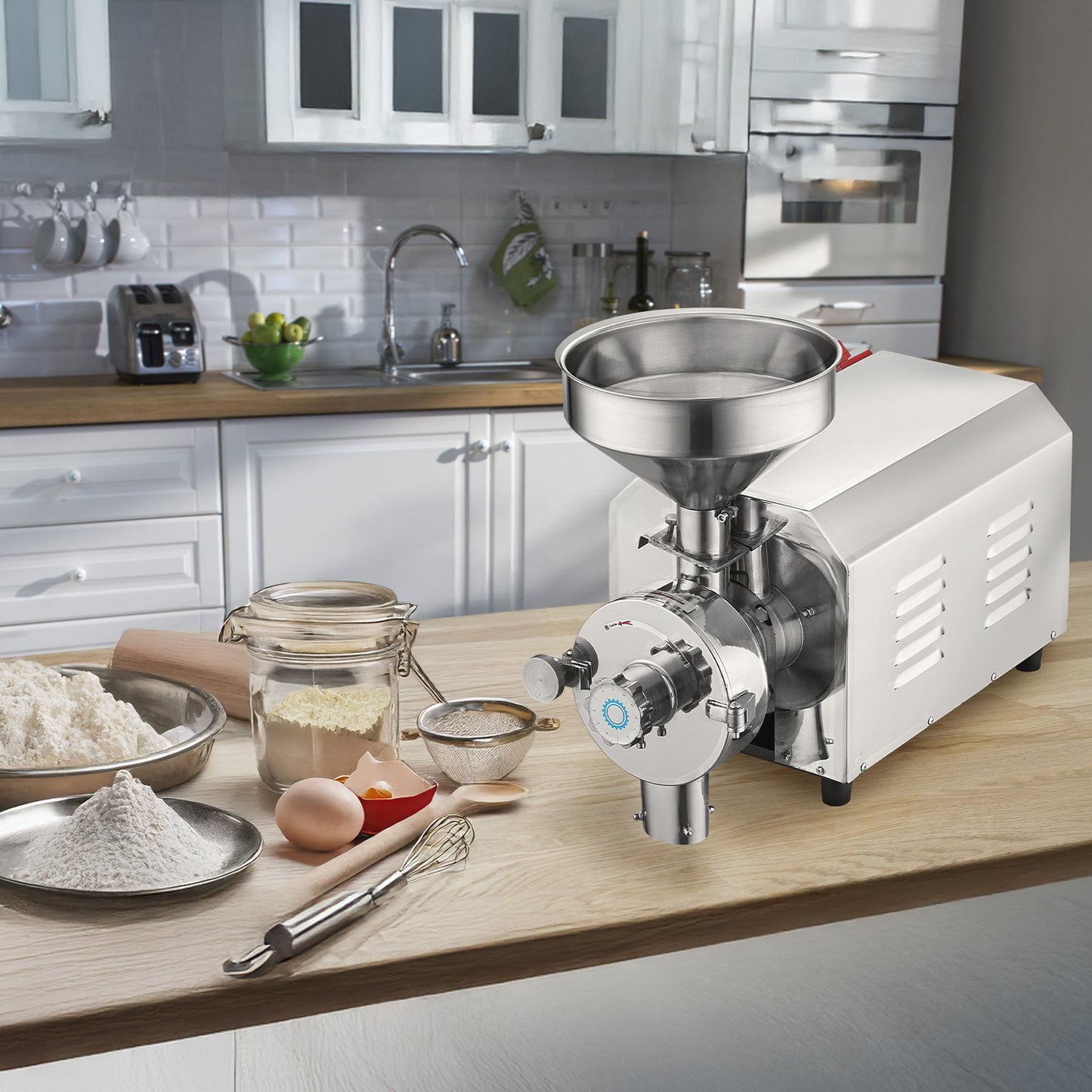 2200W Commercial Grain Mill Grinder - Stainless Steel Food Processing Machine