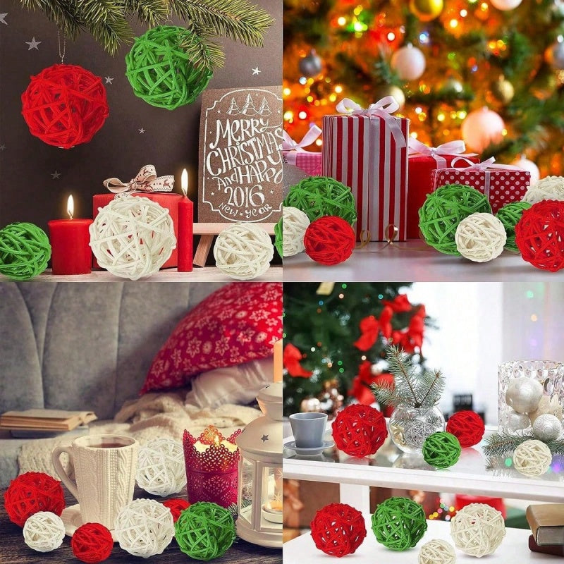 30 Pcs Christmas Rattan Balls - Decorative Vase Filler Ornaments