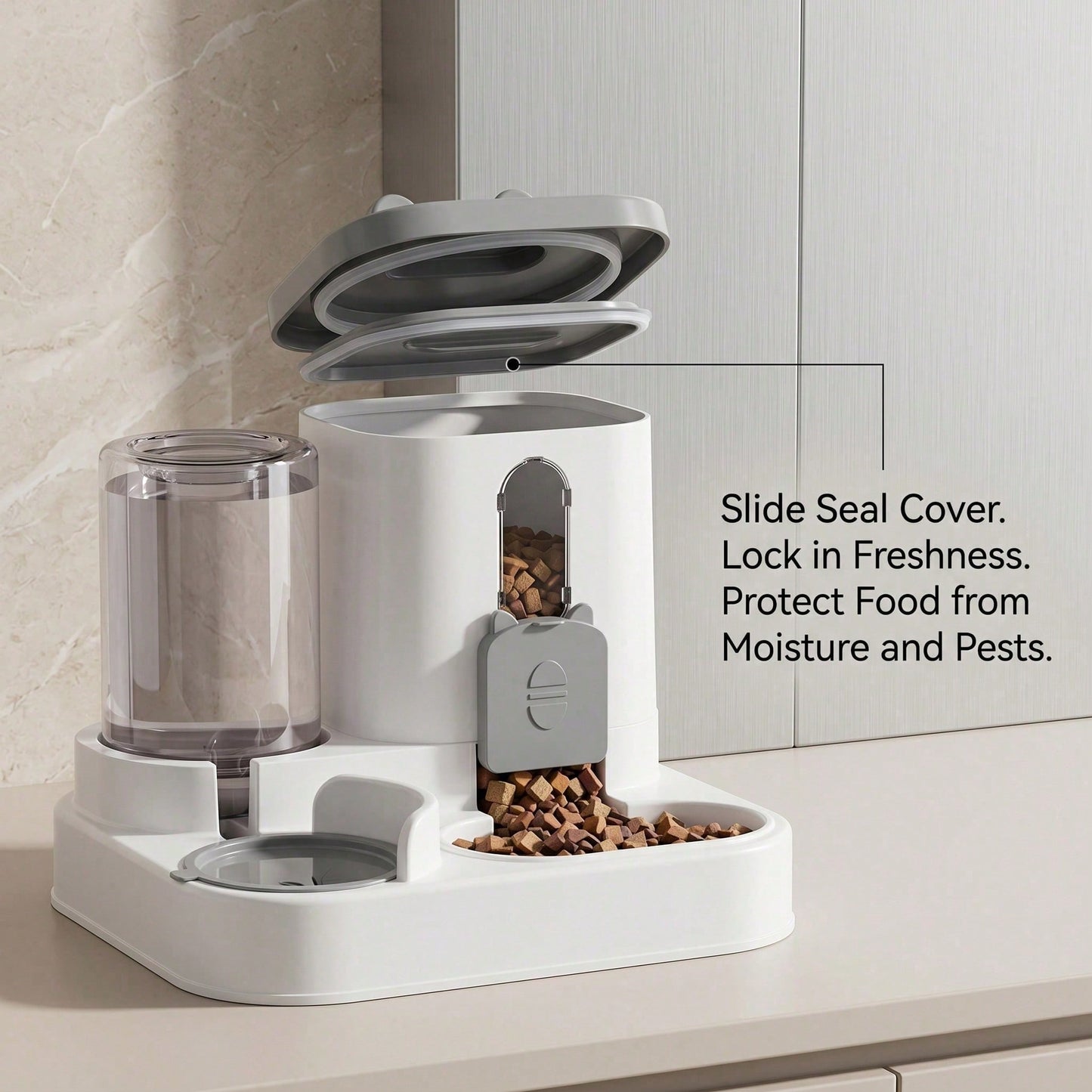 Large Capacity Gravity Pet Feeder and Water Dispenser for Cats and Small Animals