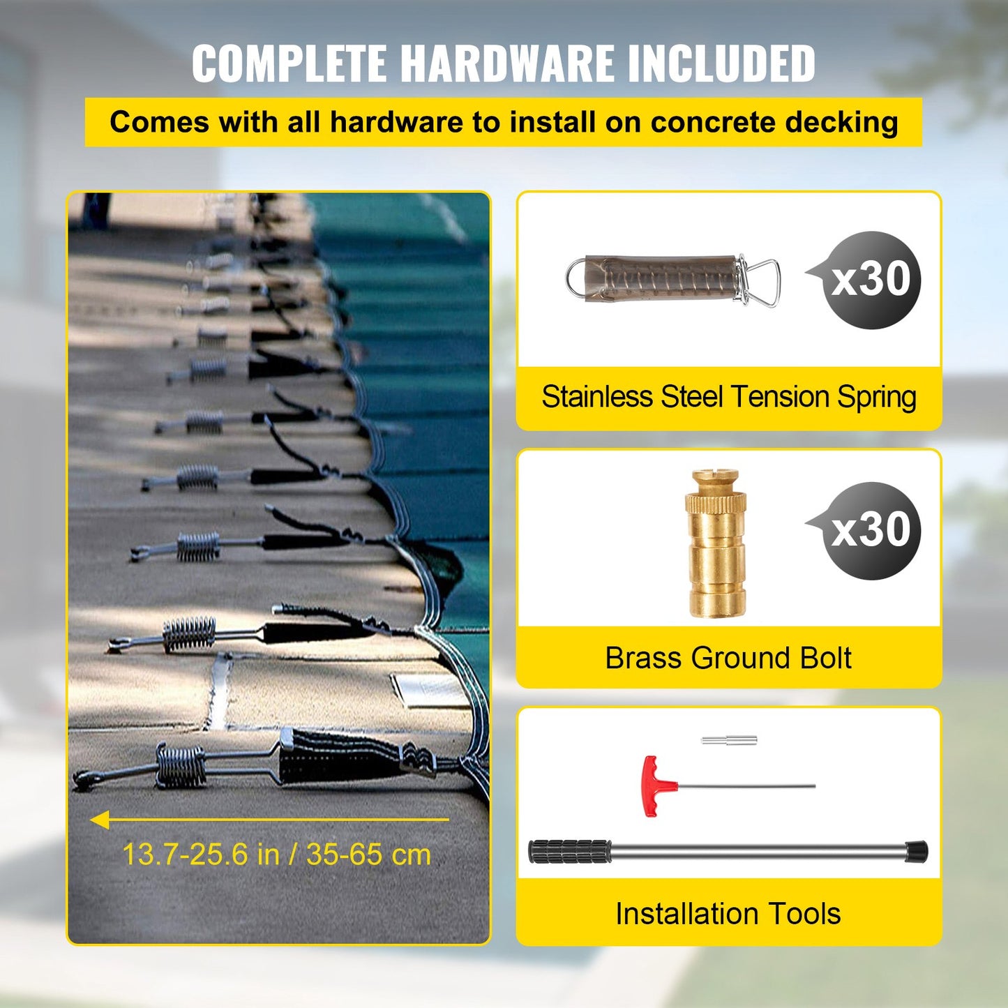 Inground Pool Safety Cover - 20x38 ft Rectangular Winter Cover with Hardware