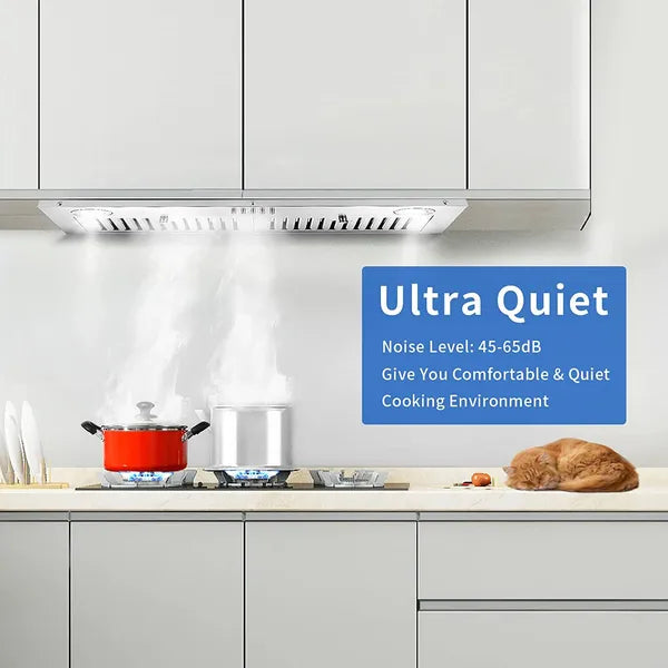 30 Inch Stainless Steel Range Hood Insert with Front Controls & LED Lights - 600CFM Ventilation