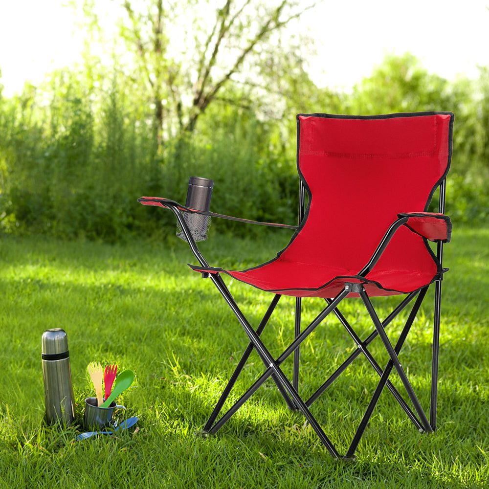 Portable Camping Chair - Red Oxford Cloth with Black Frame