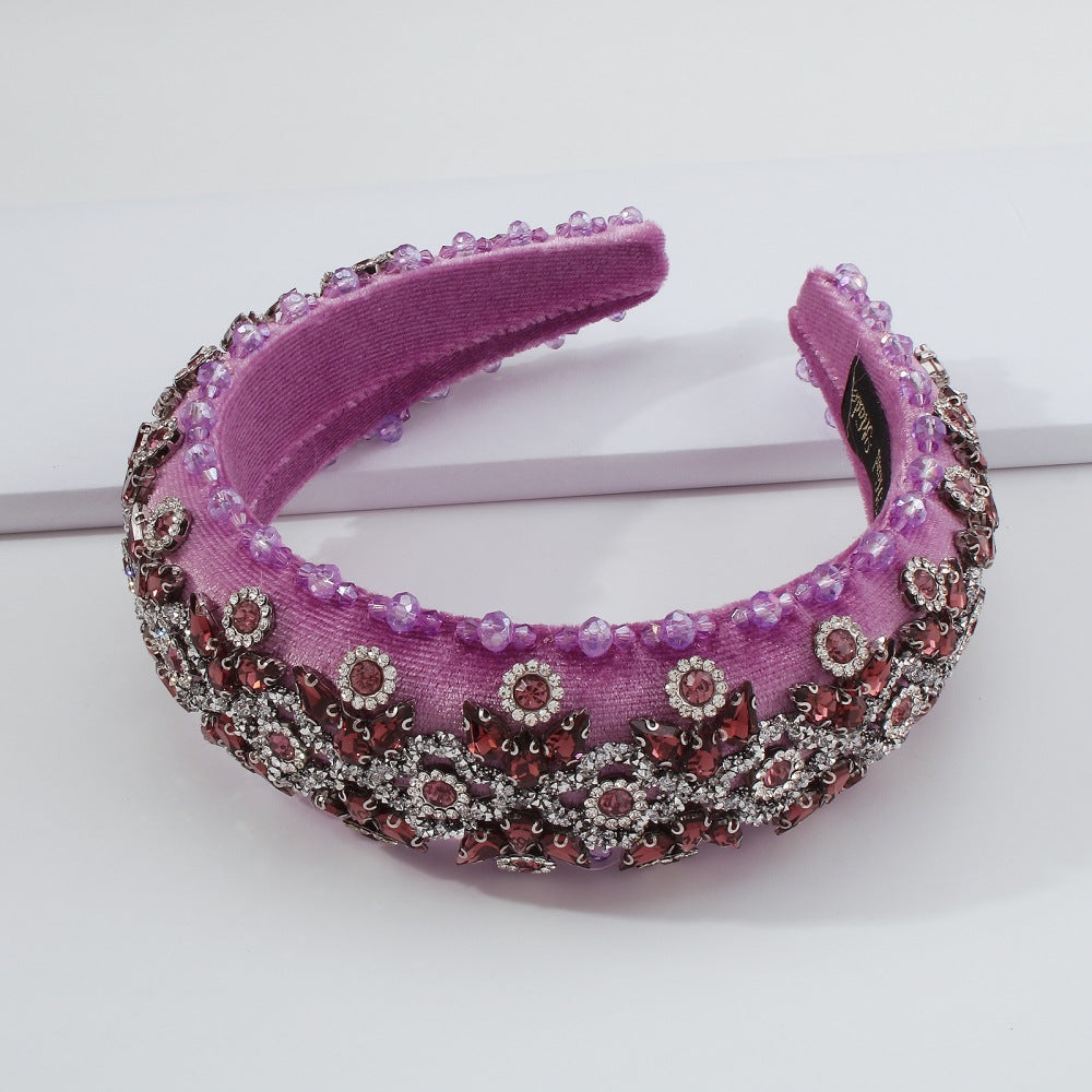 Baroque Diamond-Studded Sponge Headband