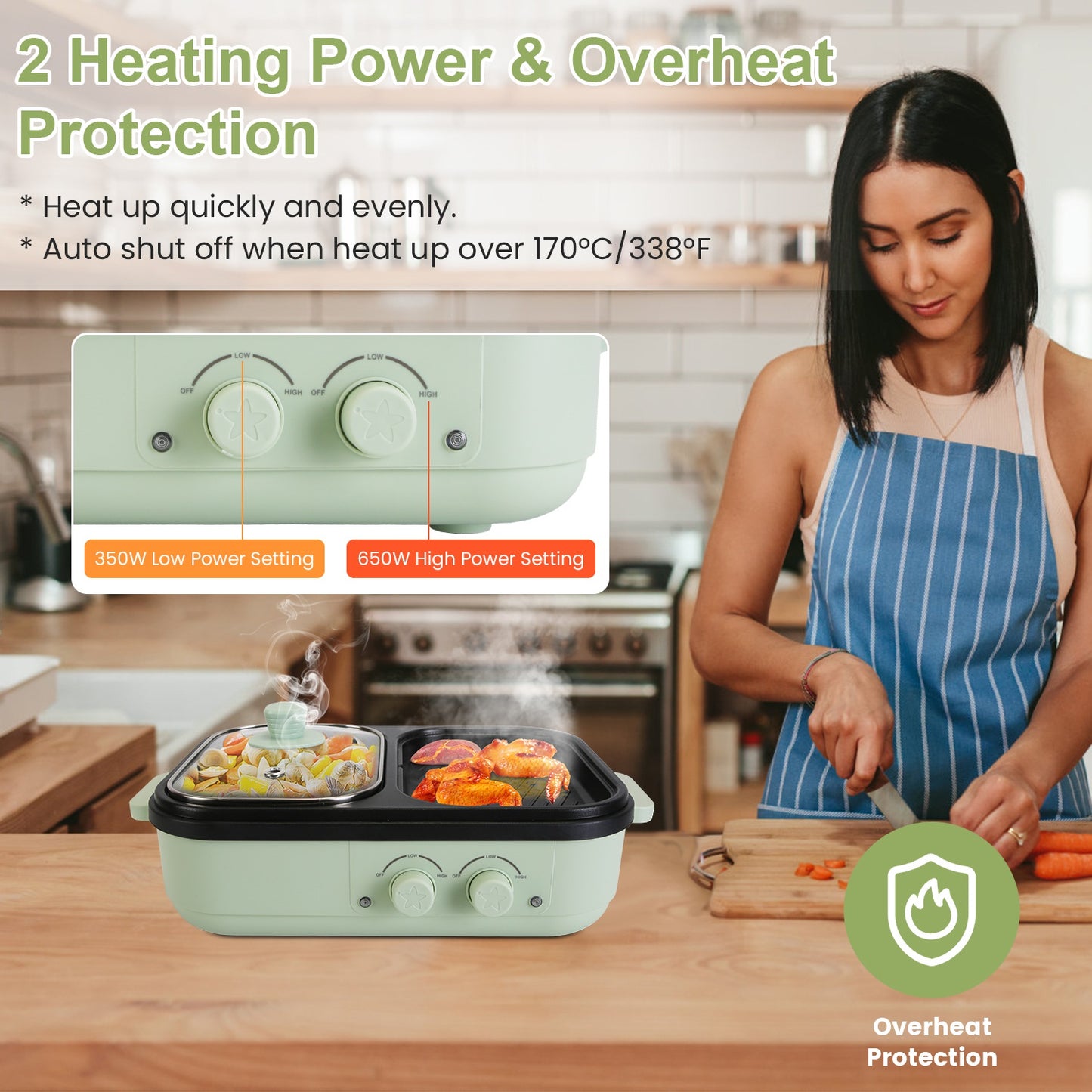 2-in-1 Electric Hot Pot & Grill - Portable Non-Stick Cooker