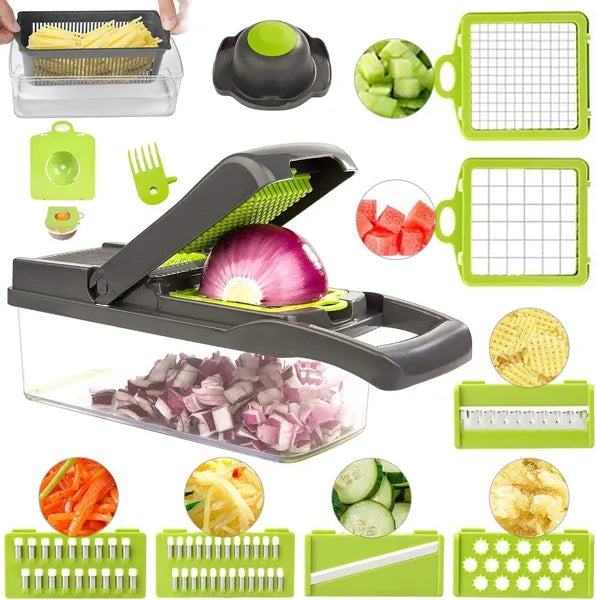15-Piece Manual Vegetable Chopper - Multi-Function Dicer Set