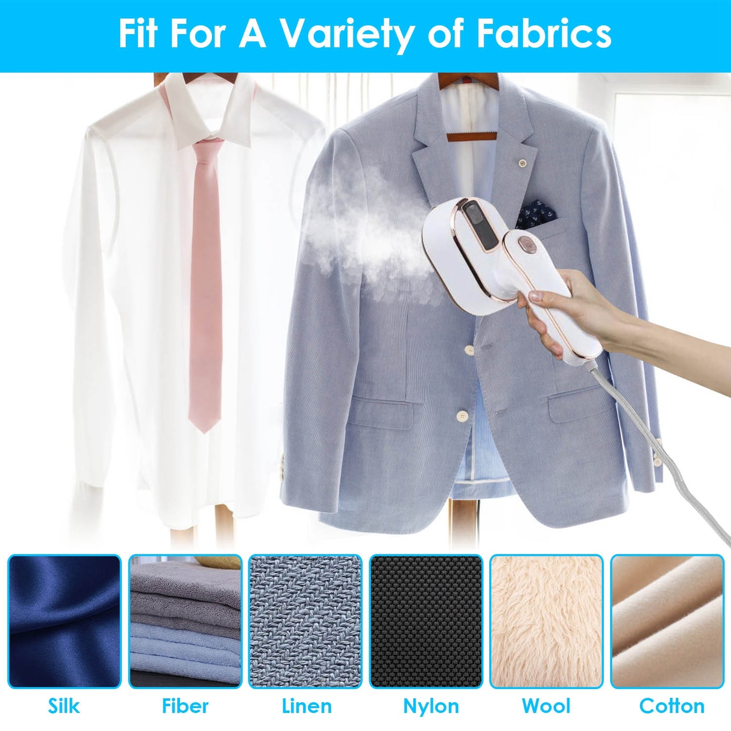 Portable Handheld Garment Steamer - 10S Fast Heating, Compact Design
