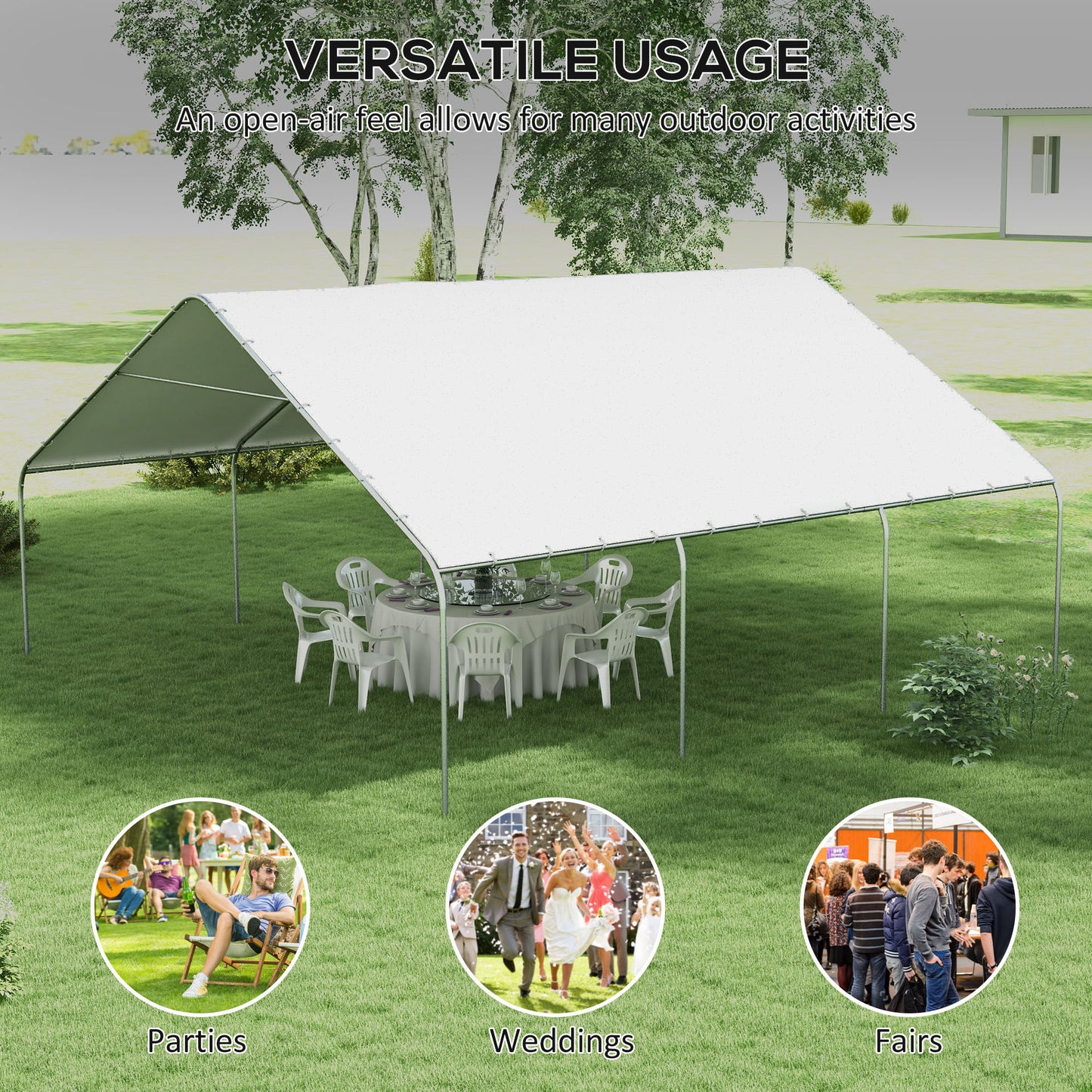Portable Garage Canopy Tent - 19 x 19.5 ft Heavy-Duty Cover