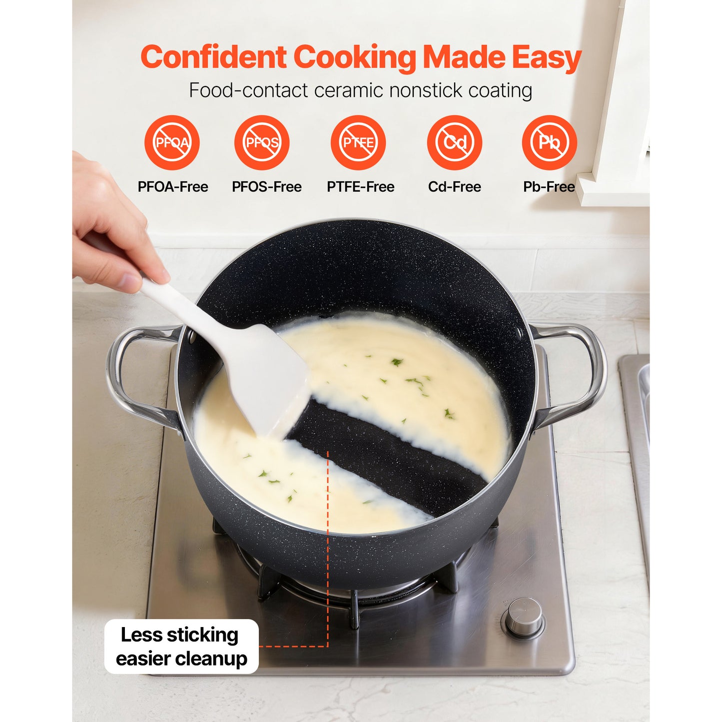 12-Quart Nonstick Aluminum Stock Pot with Glass Lid - PFOA & PFAS-Free, Compatible with Gas, Induction, Electric Stoves