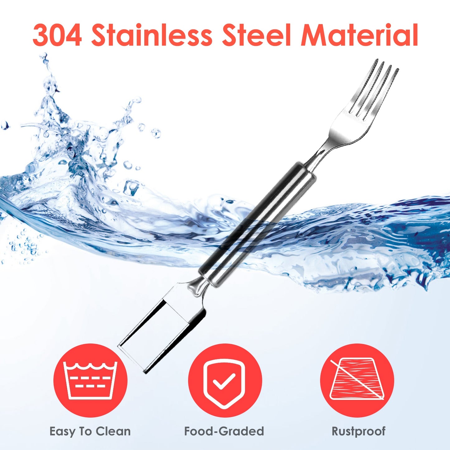 2-in-1 Watermelon Cutter Slicer Fork - 5 Pcs Stainless Steel Set