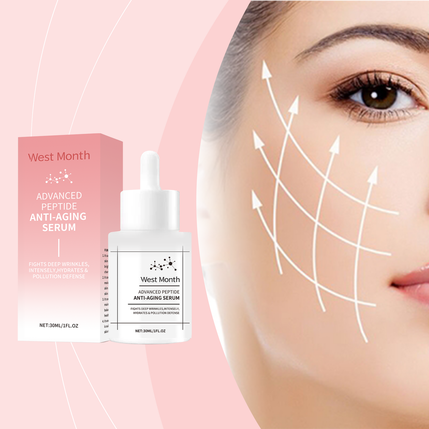 Hydrating Facial Essence Serum with Vitamin E & Peptides - 30ml