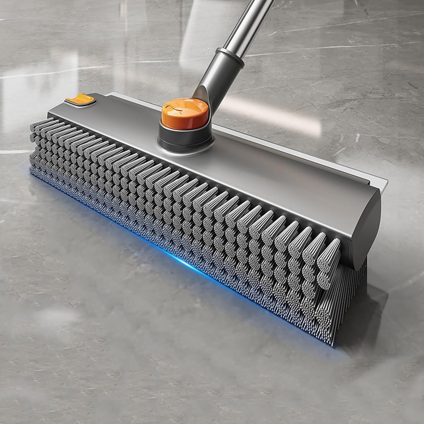 3-in-1 Long Handle Floor and Shower Scrub Brush with Squeegee - Grey