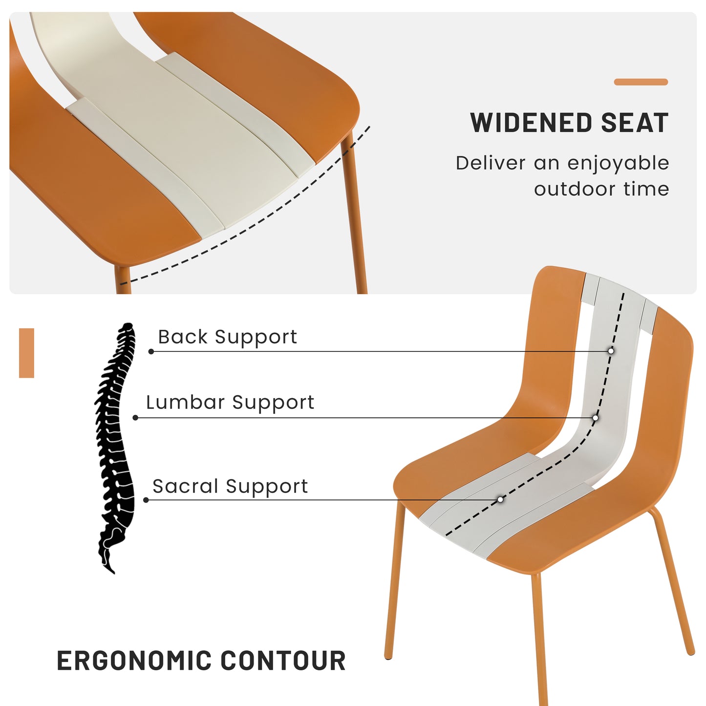 4-Pack Modern Striped Color Block Chairs - Indoor/Outdoor Seating