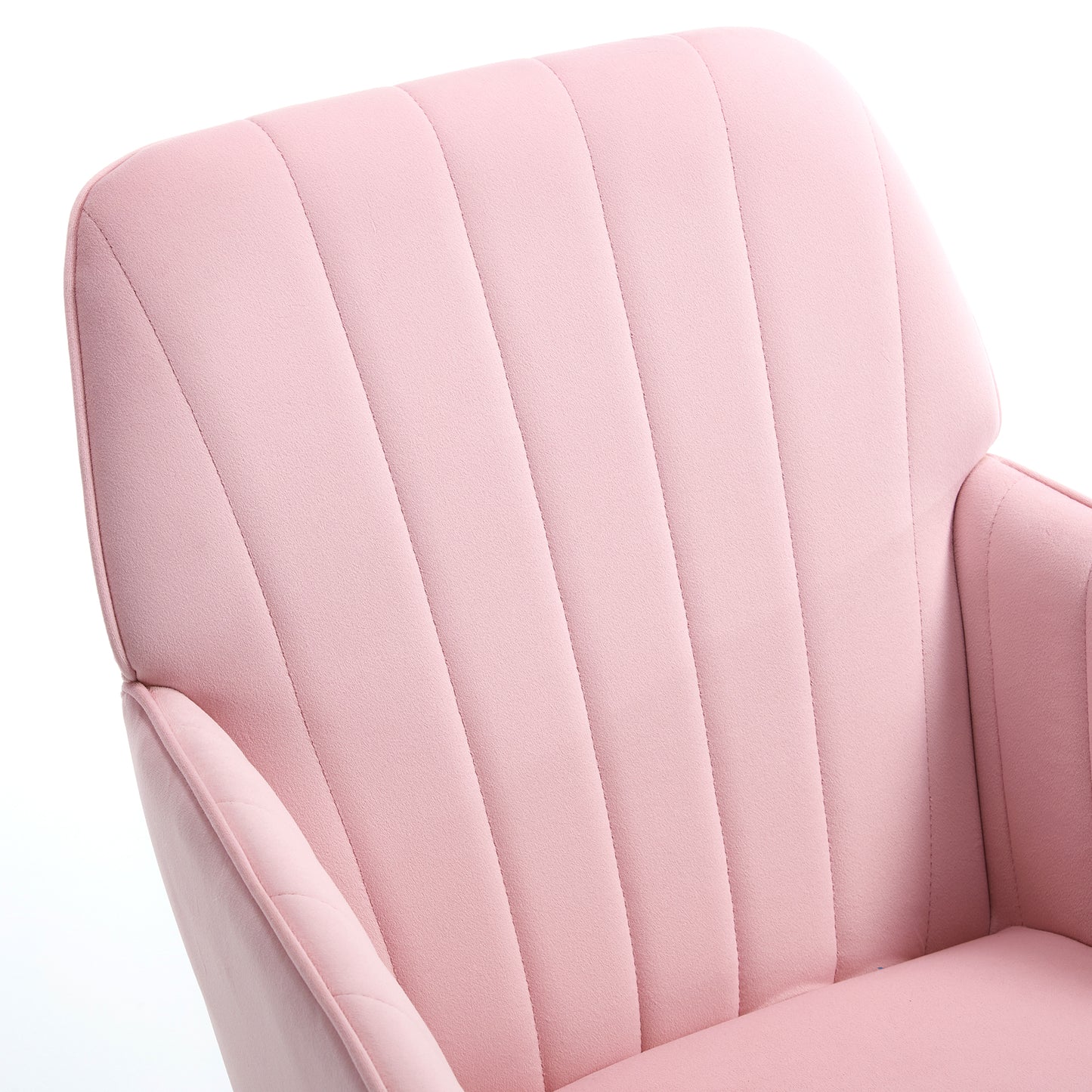 Ergonomic Adjustable Office Chair - Baby Pink Velvet Swivel Chair