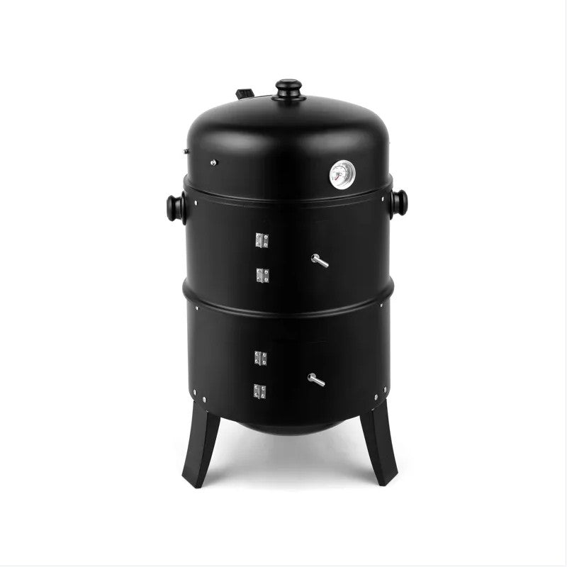 Portable Iron Smoke Grill for Camping - Black