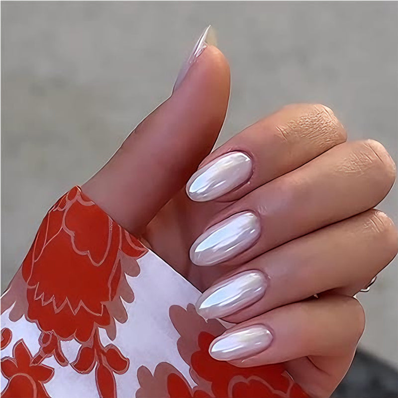 Aurora White Long Square Press-On Nails - 24 Piece Set
