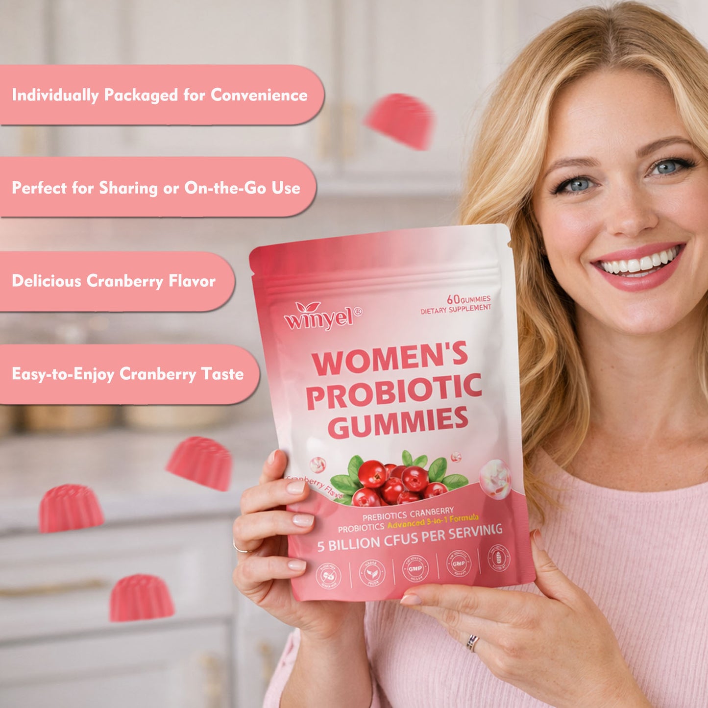 Cranberry Probiotic Gummies for Women - Feminine PH Balance Support