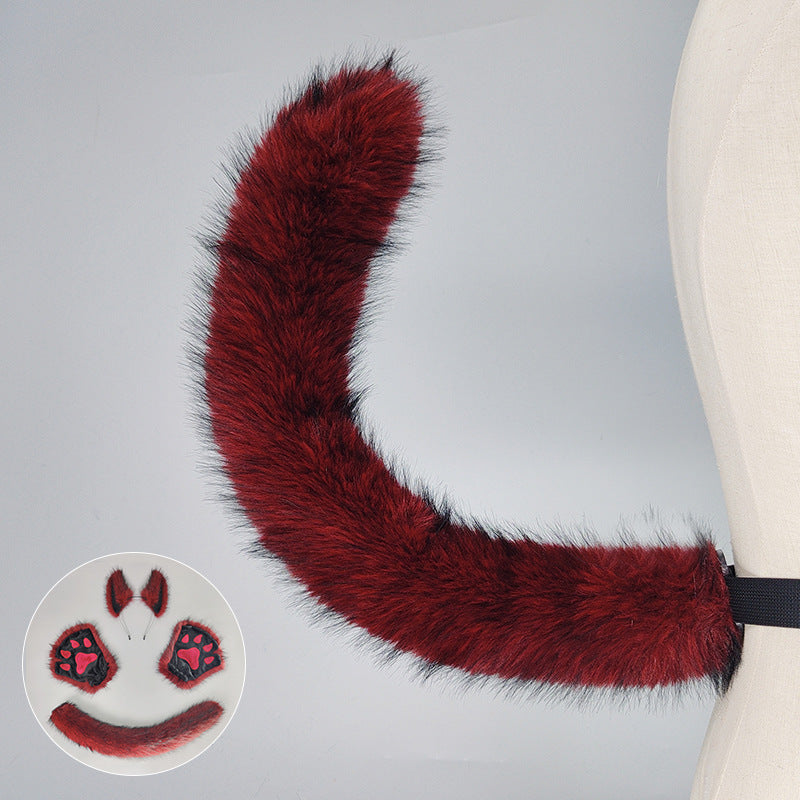 Halloween Werewolf Mascot Costume Props with Plush Ear Headband and Tail