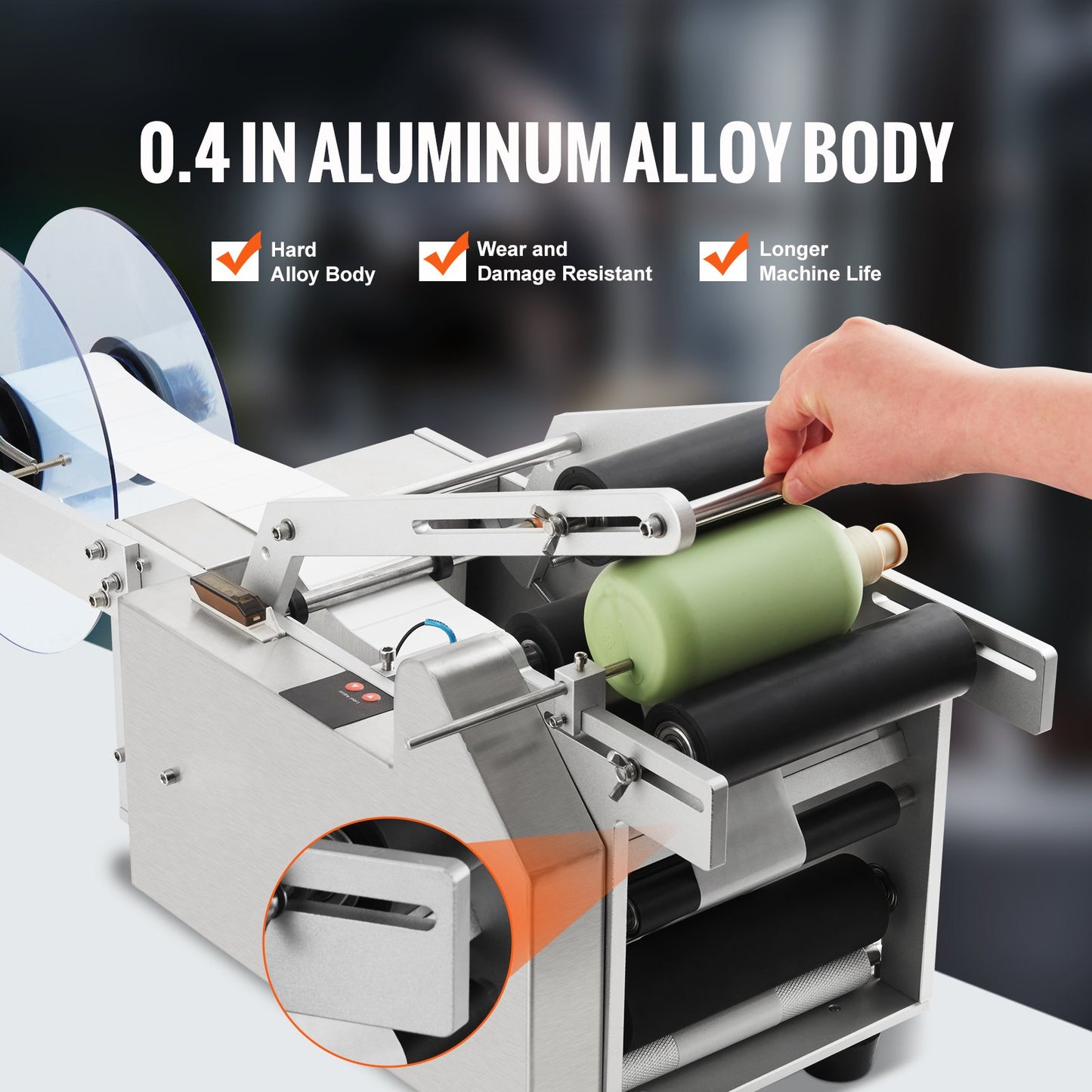 Semi-Automatic Round Bottle Labeling Machine - Electric Applicator for 0.78-4.72 Inch Bottles