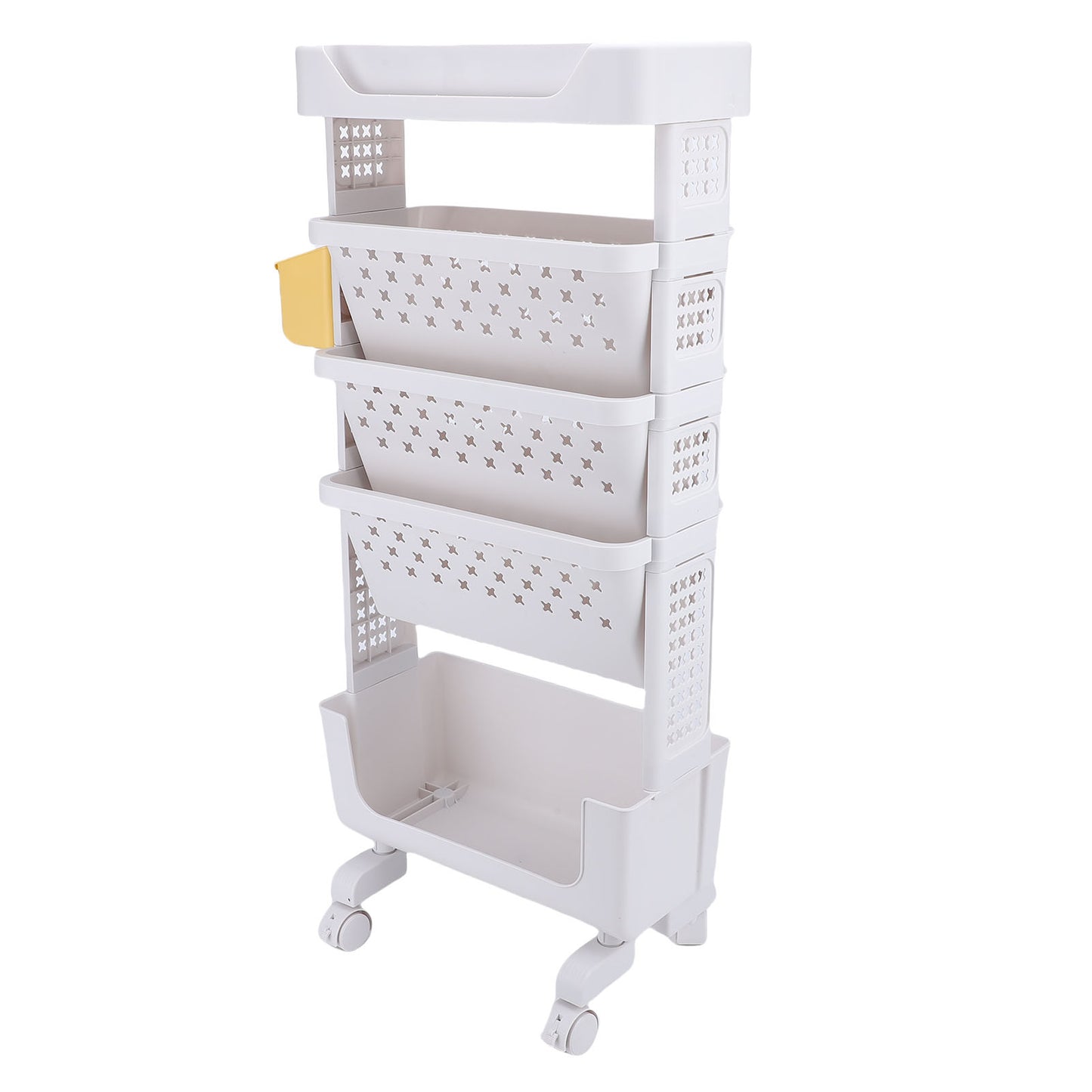 Rolling Book Cart 5 Tier PP Multi Functional Movable Storage Rack